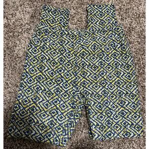 LuLaRoe Yellow and Navy-Blue Triangular Pattern Leggings One Size (2-10)